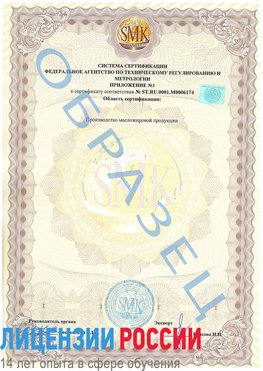 Образец сертификата соответствия (приложение) Сегежа Сертификат ISO 22000